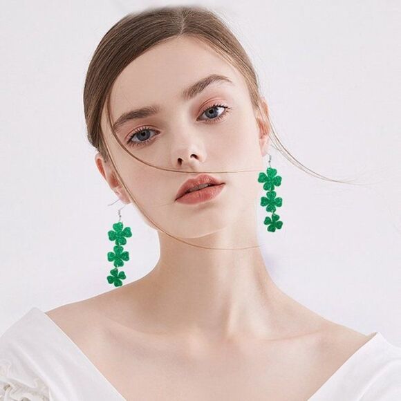 COPY - St. Patricks Day Shamrock Beer Cup Drop Earrings - Picture 4 of 4